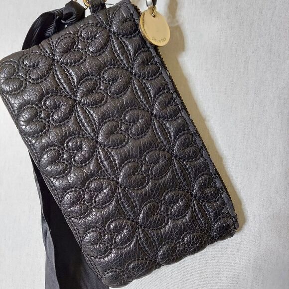 Deux lux quilted black wristlet clutch evening bag - Picture 8 of 10